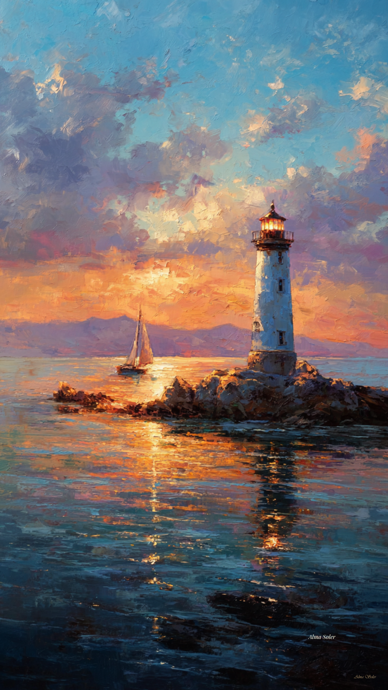 Lighthouse at Sunset — Where the Light Waited