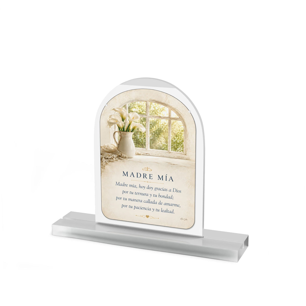 Madre Mía — Christian Acrylic Tabletop Plaque — 5×7 Clear Frosted