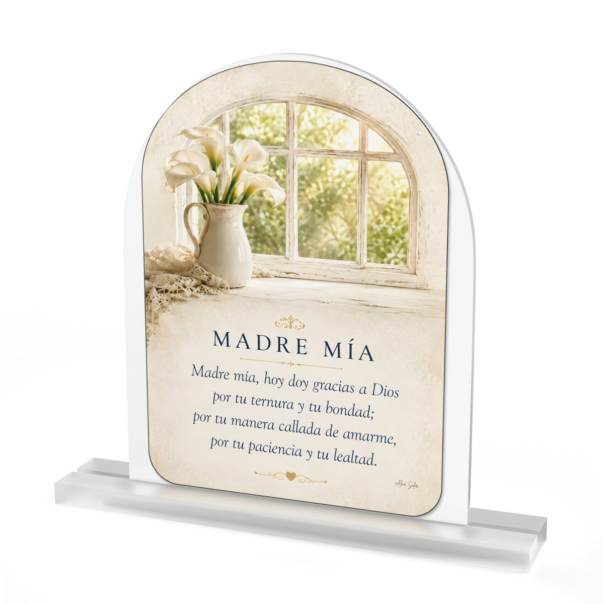 Madre Mía — Christian Acrylic Tabletop Plaque — 8×10 Clear Frosted