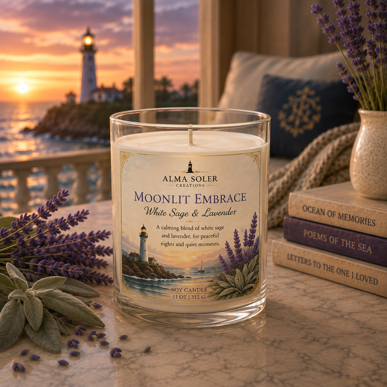 White Sage & Lavender Glass Candle, 11oz