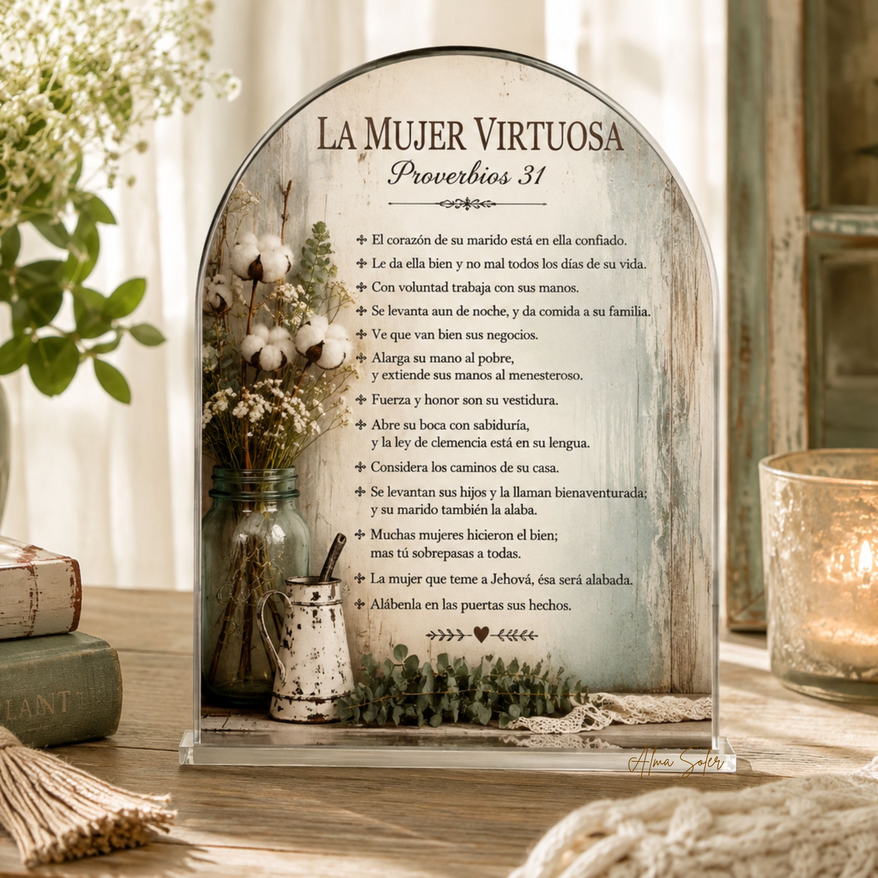 La Mujer Virtuosa | Proverbios 31 — Placa Acrílica Christian Living