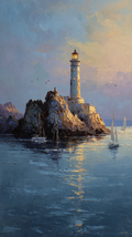 Mediterranean Lighthouse Sunset — Rocky Coast