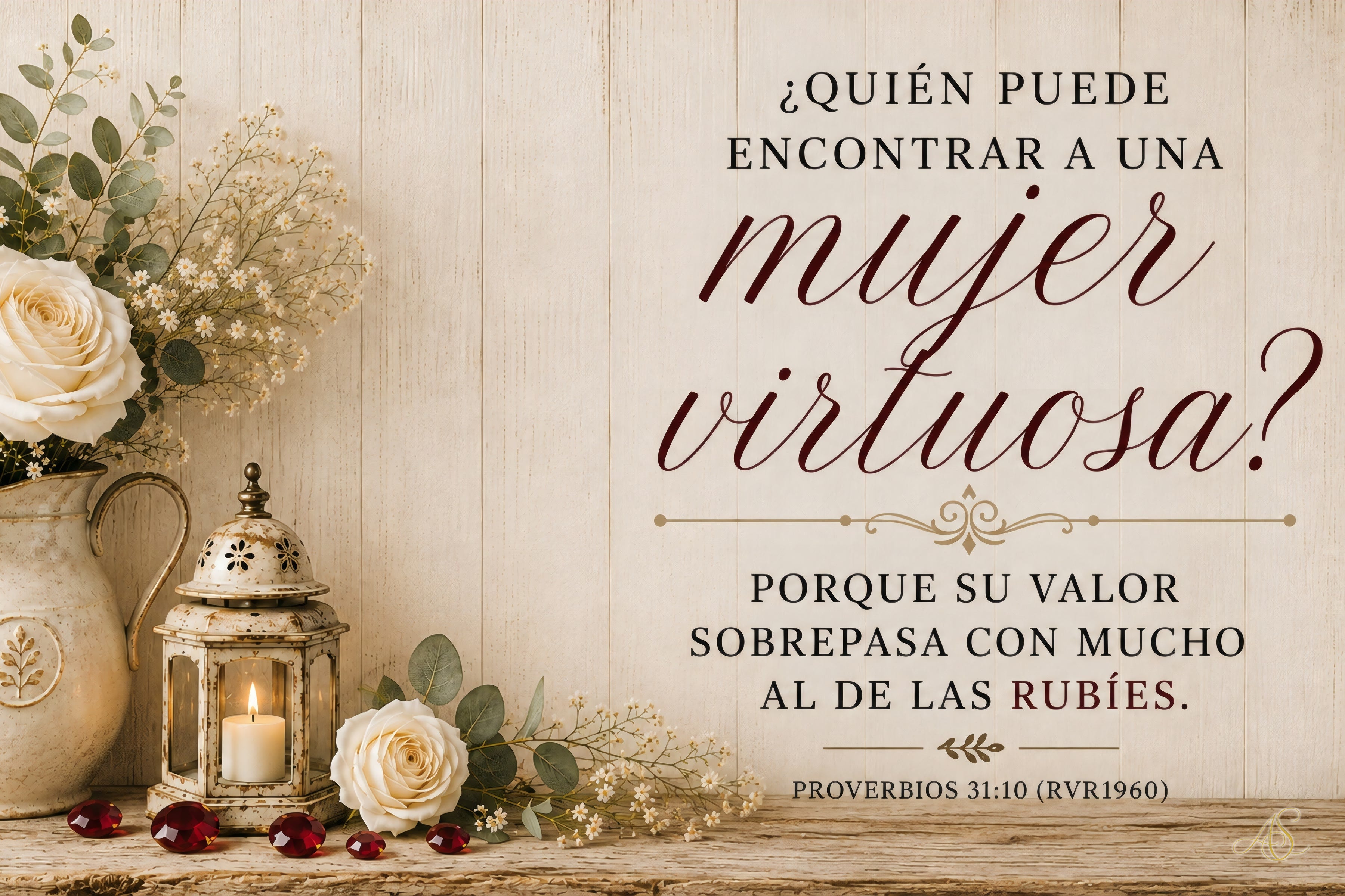 La Mujer Virtuosa — Proverbios 31:10 — Arte digital imprimible Alma Soler Creations