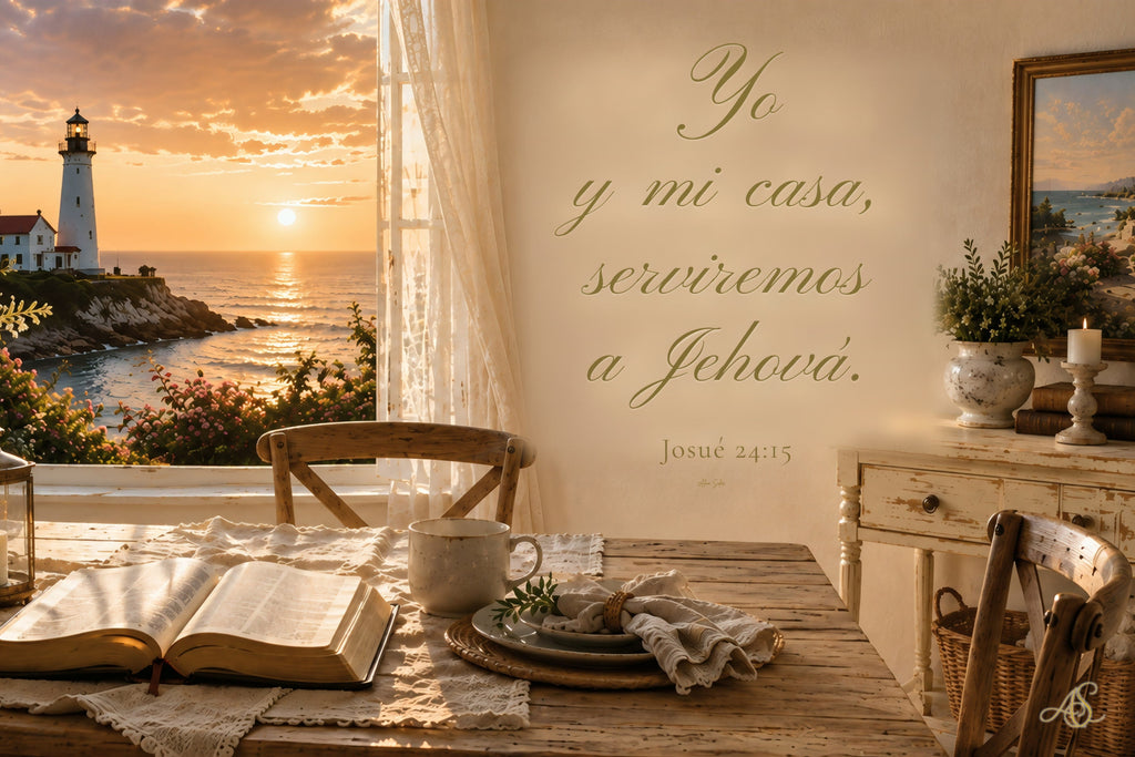 Yo y mi Casa Serviremos a Jehová — Josué 24:15 — Arte digital imprimible Alma Soler Creations