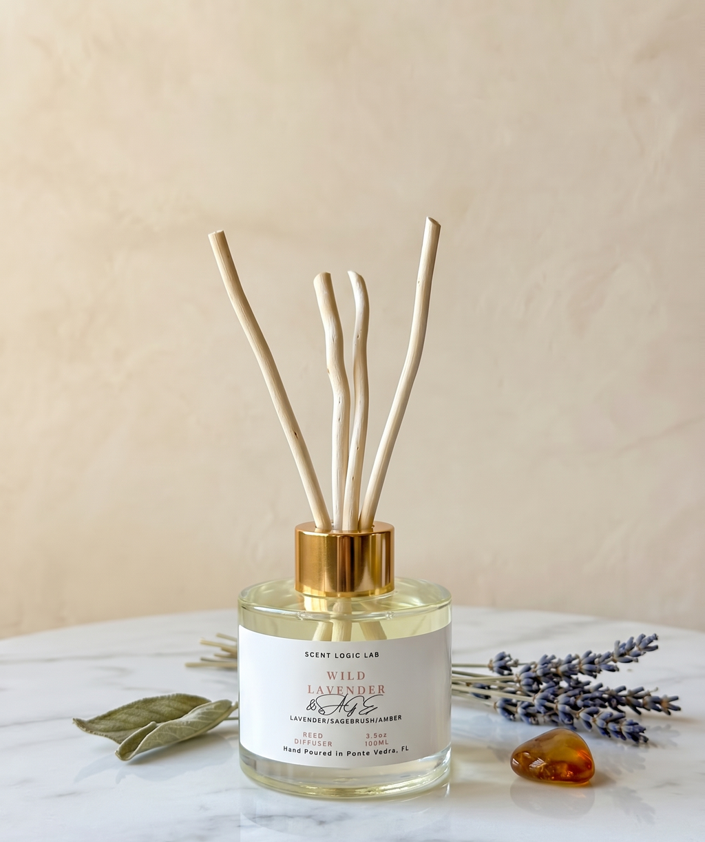 Difusor de varillas de lavanda silvestre y salvia