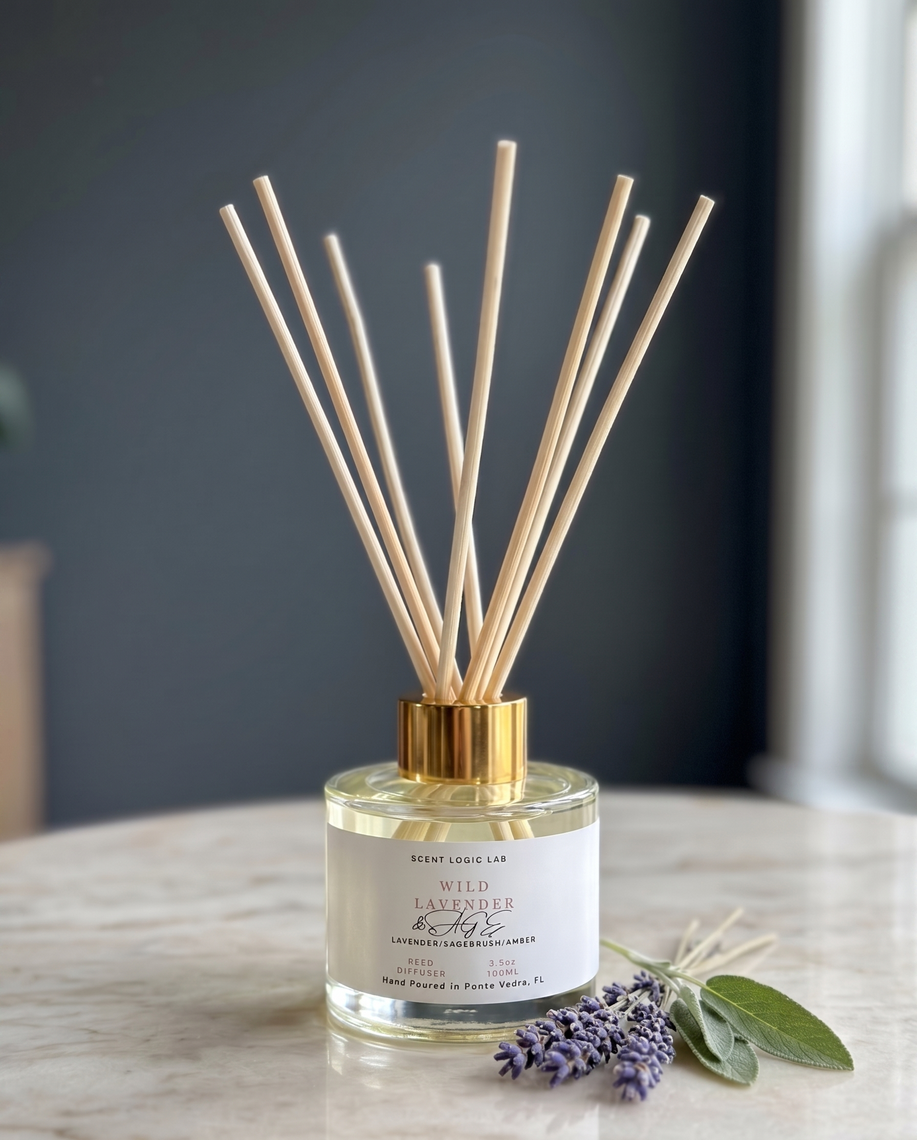 Difusor de varillas de lavanda silvestre y salvia