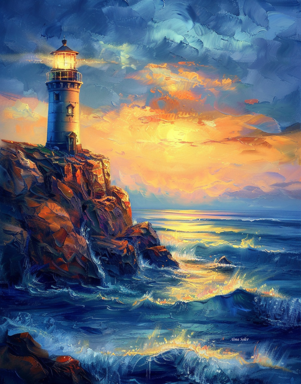 Where the Light Calls Home — Lighthouse Digital Art Print