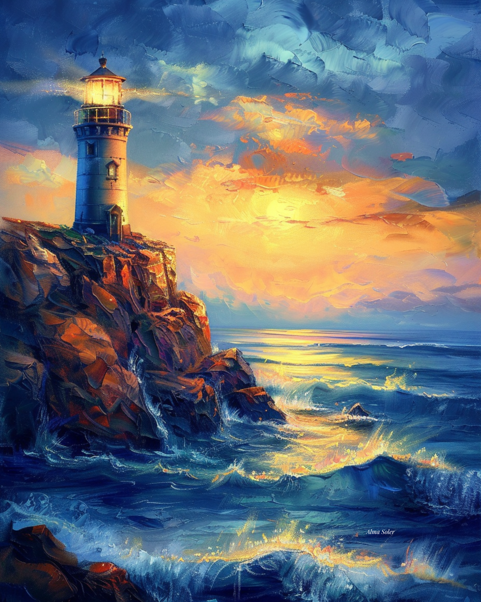 Where the Light Calls Home — Lighthouse Digital Art Print