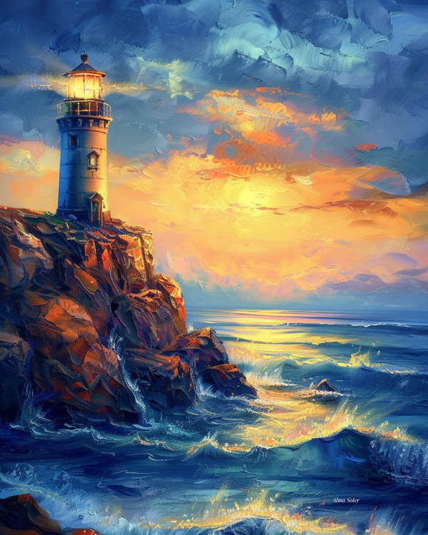 Where the Light Calls Home — Lighthouse Digital Art Print