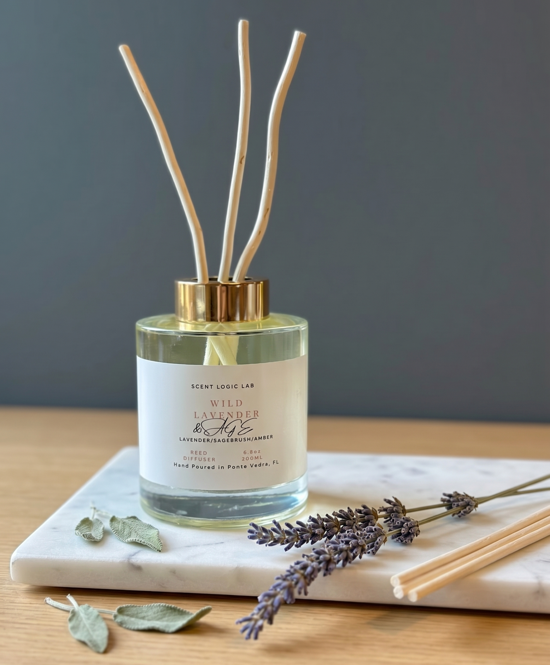 Difusor de varillas de lavanda silvestre y salvia