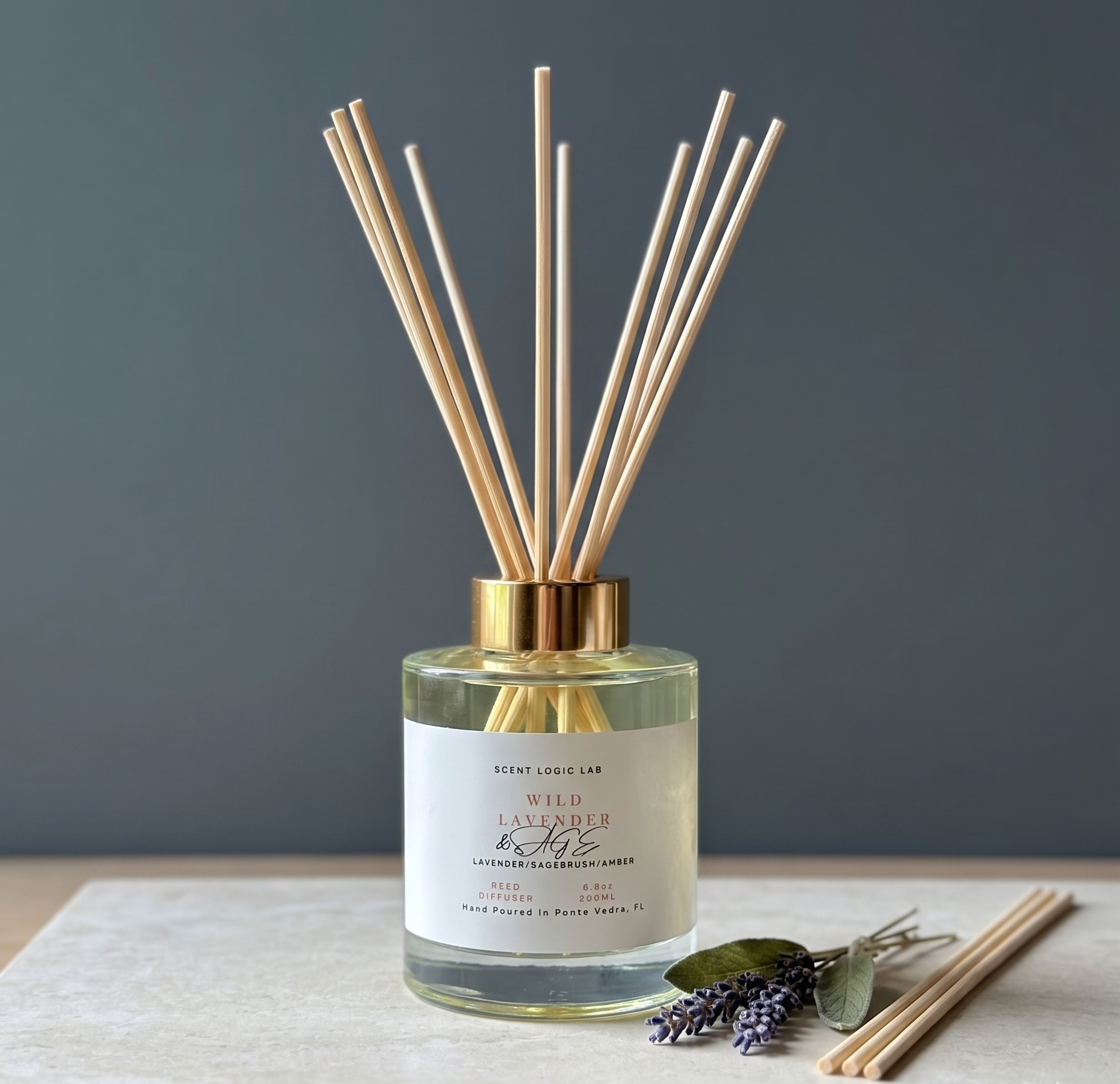 Difusor de varillas de lavanda silvestre y salvia