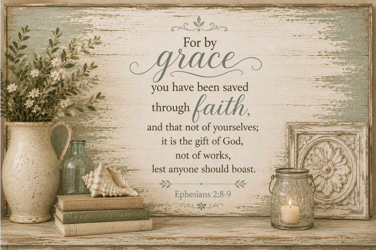 For by Grace You Have Been Saved - Ephesians 2:8-9 - Alma Soler House canvas artwork